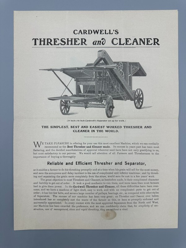 1890s CARDWELL THRESHER Farm Machine Advertising RICHMOND VIRGINIA Antique gallery