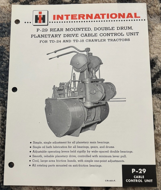 International Harvester TD-24 TD-18 Crawler P-29 Cable Unit Brochure DCPA26