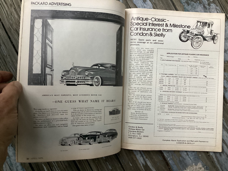 Original Vintage April 1976 Car Classics Collectors Issue Packard Mercedes Issue gallery