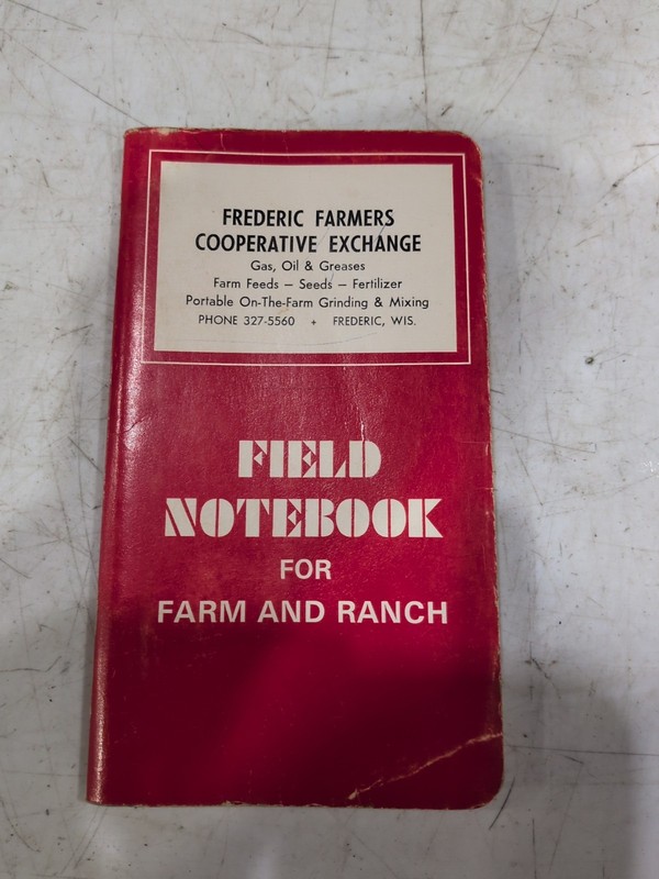 Vintage Farm And Ranch Field Notebook 1970-71 Frederic Farmers Cooperative Wis