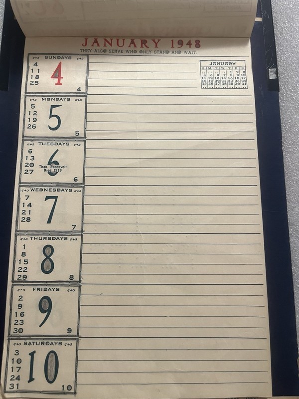 1948 Weekly Memo Calendar Gilbert Iowa Grain Coal Feed Seeds - Used gallery