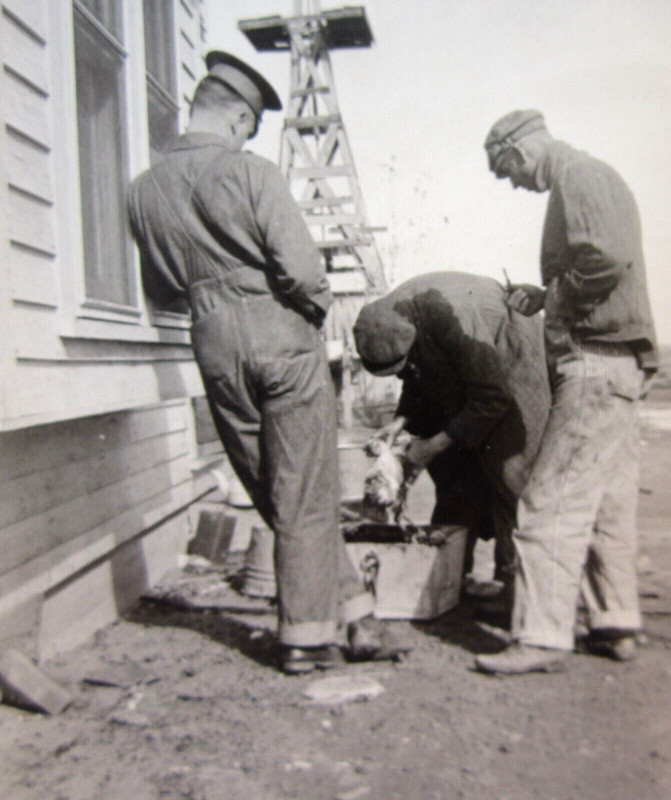 Vintage Eclipse Wood Windmill Farmers Plucking Chickens Snapshot Photo 1930s gallery