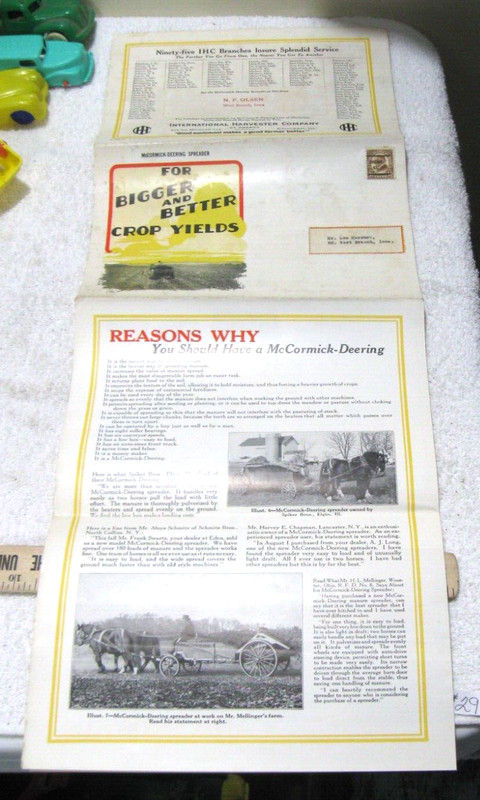 RARE VINTAGE 1924 INTERNATIONAL TRACTOR SPREADER MAILER BROCHURE