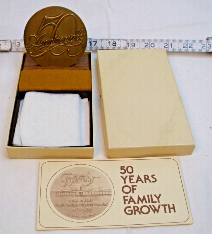 JOHN DEERE CREDIT UNION 50TH ANNIVERSARY 1984 BRONZE MEDALLION NEW IN BOX