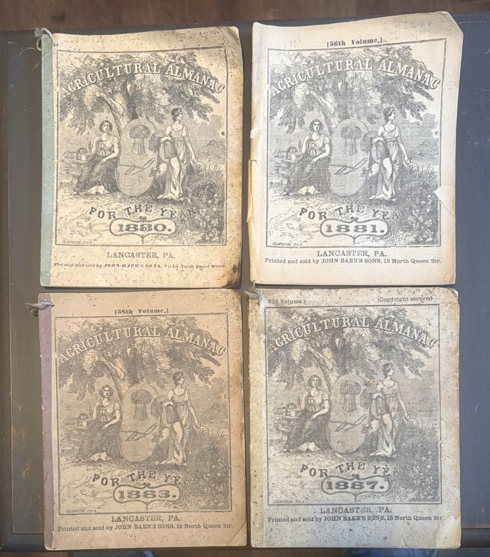 Lot Of 4 John Baer’s Agricultural Almanac Lancaster, PA Antique 1880’s