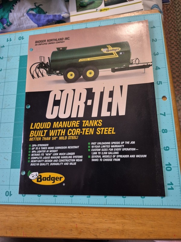 1988 BADGER Core-Ten Liquid Manure Tanks Brochure Built with Cor-Ten Steel