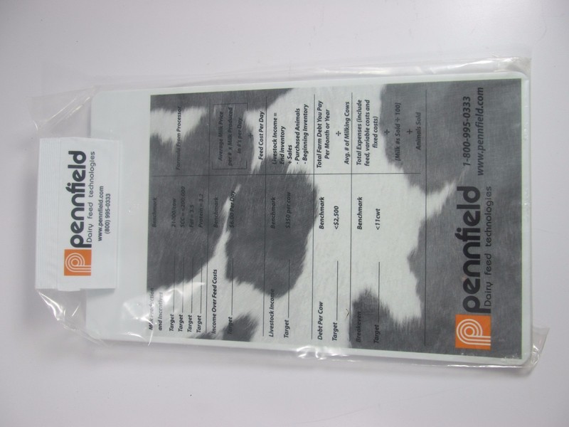 Pennfield Dairy Feed Technologies Clipboard Cow Milk Calculation Chart