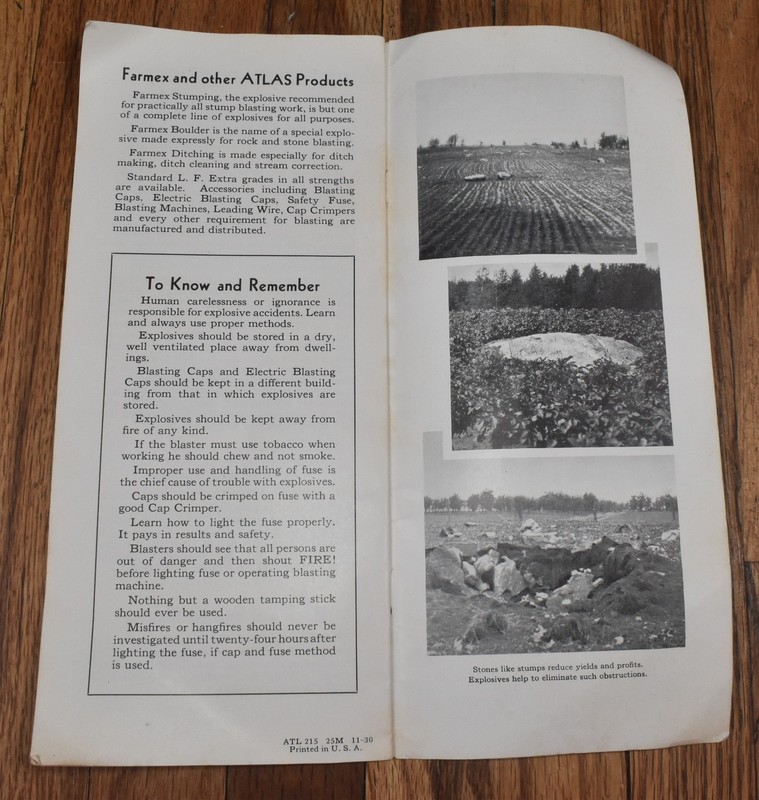 Vintage Atlas Powder Company Stumping with Farmex Farming Sales Brochure gallery