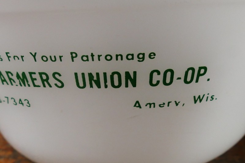 Vintage 1960s Amery Wisconsin Farmers Union CO-OP Federal Glass Advertising Bowl gallery