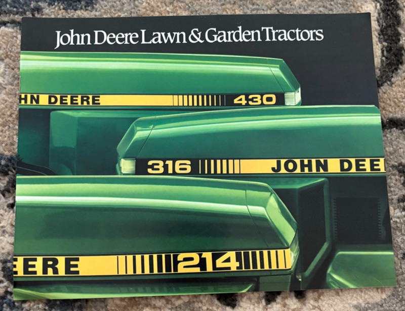 John Deere 210 212 214 216 316 420 430 420 Garden Tractor 1983 Brochure PECK25