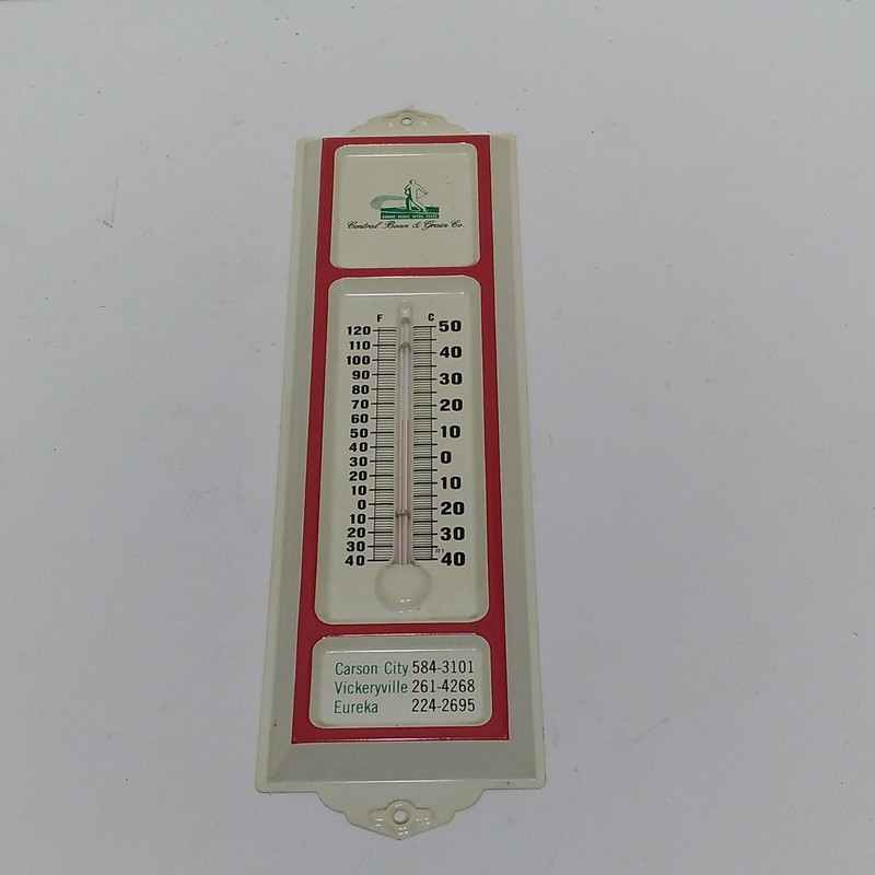 Vtg Central Bean & Grain Co Thermometer Carson City Vickeryville Eureka MI Metal