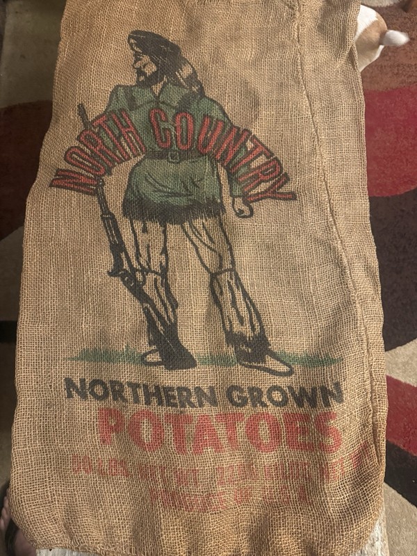 Vtg North Country Northern Grown California Potatoes Burlap 50Lb Bag 34×29″ #50