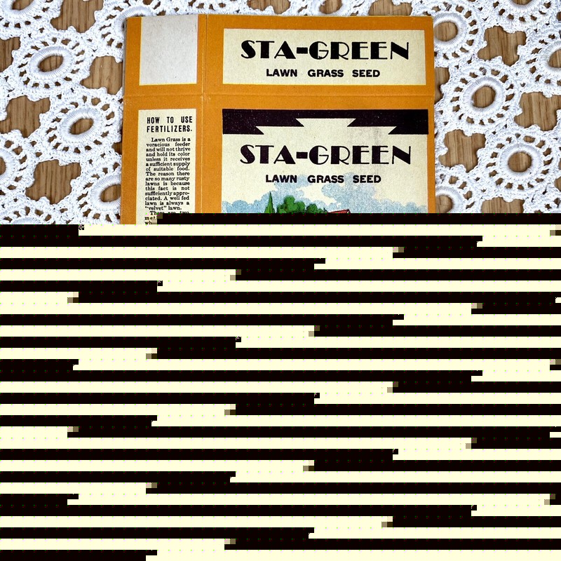 Vintage Sta Green Lawn Grass Seed Box NOS 1930s 1940s Packaging gallery