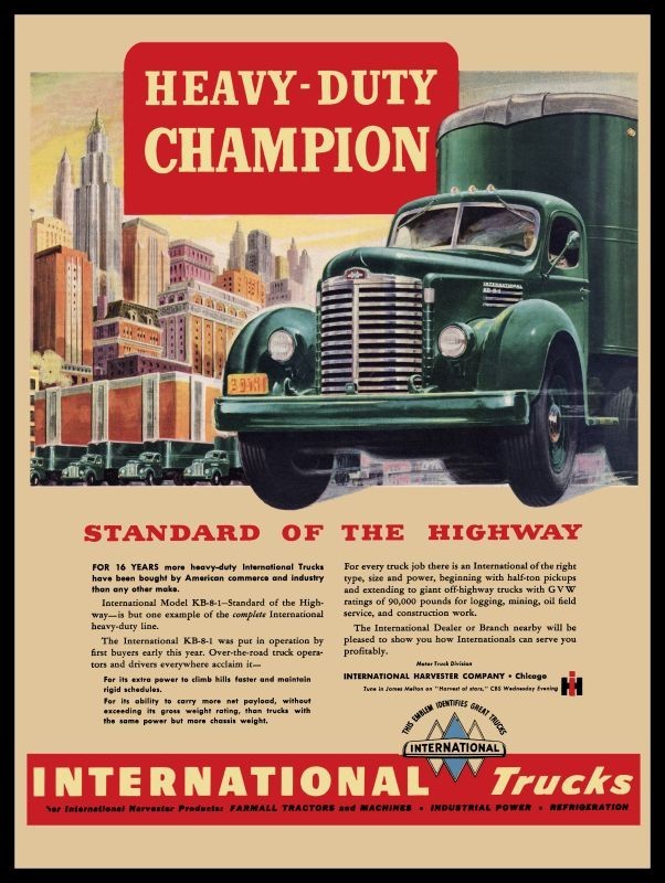 1948 International Trucks KB-8-1 Standard of the Highway NEW METAL SIGN: 9×12″