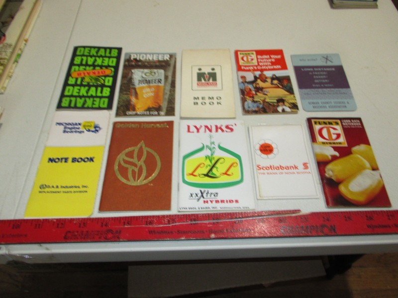 Lot Of 10 Vintage 1950s/60s Farm Advertising Notepads, Funk’s, Pioneer, Dekalb