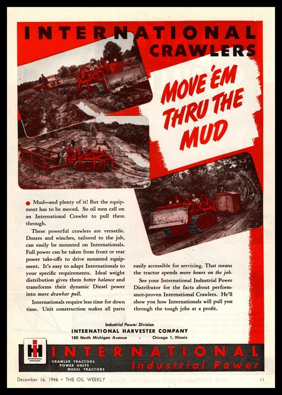 1946 International Harvester Chicago Industrial Power Crawler Tractors Print Ad