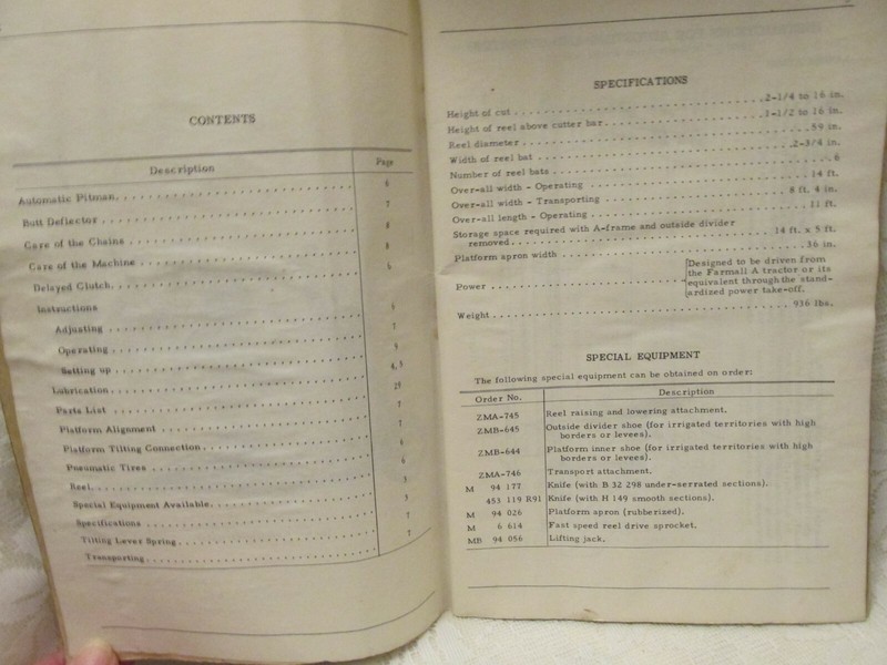 Vintage International Harvester Owners Manual McCormick No.8 Windrow gallery