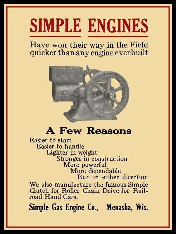 1917 Simple Gas Engine Co. of Menasha Wisconsin NEW METAL SIGN: 9×12″ Ships Free