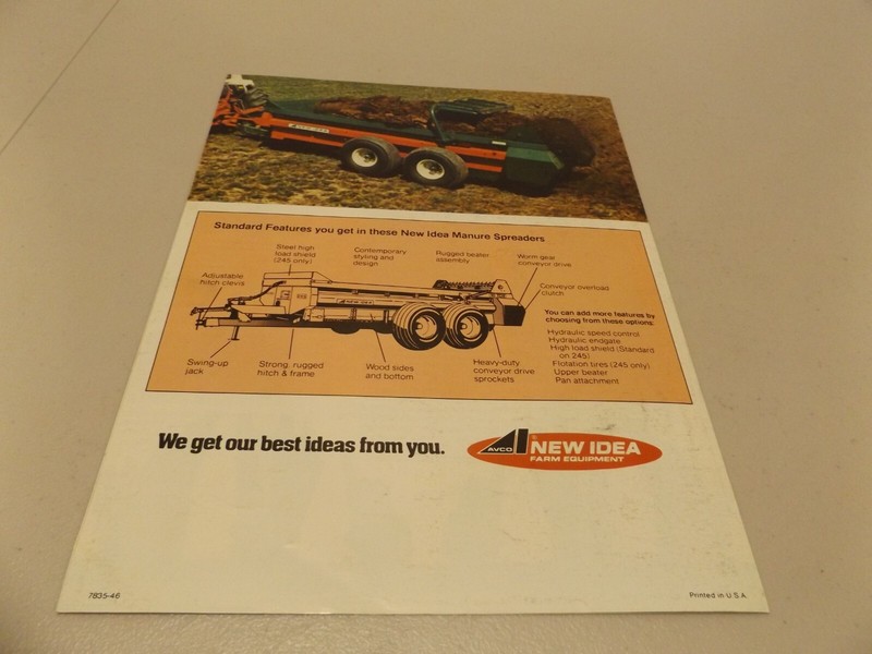 NEW IDEA MANURE SPREADERS 244, 245, LIT. # 7835-46 gallery