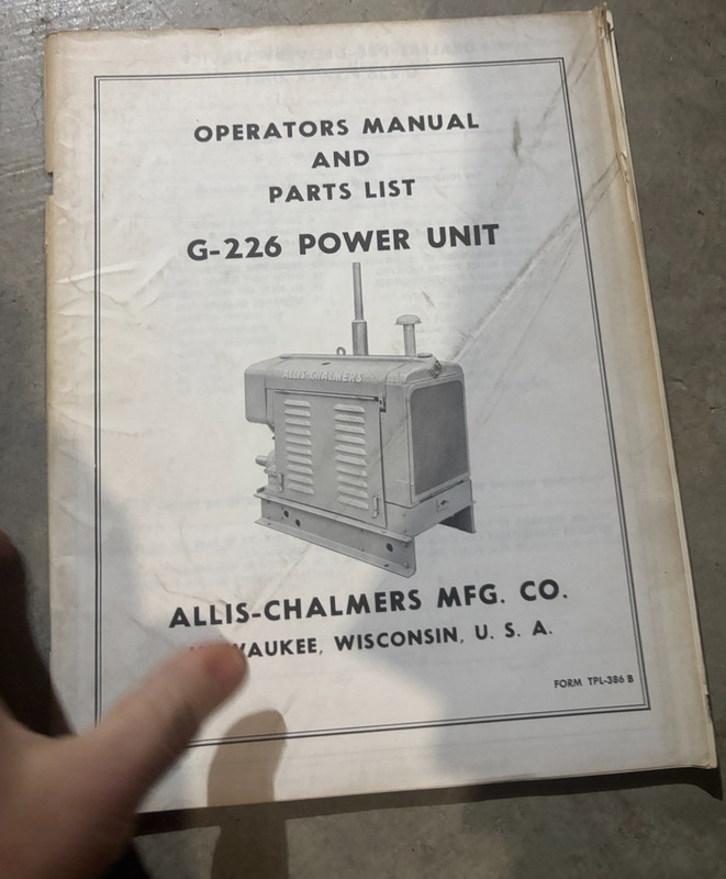 Allis Chalmers G-226 Power Unit Operator’s Manual MWPA26