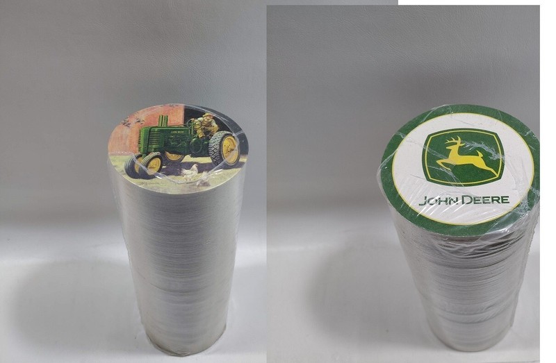 John Deere Coasters 200-Pcs Round 3.5″ Absorbent Cardboard Farm Dog Tractor Logo
