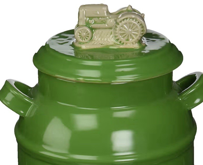 John Deere Milk Can Stoneware Vintage Tractor Cookie Jar 6934 Brand New In box gallery