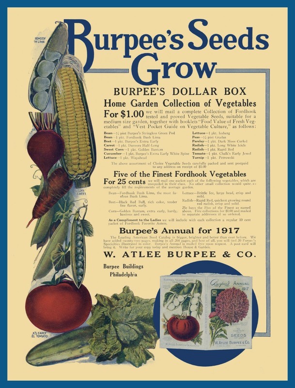 1917 Burpee Seeds NEW Metal Sign: W. Atlee Burpee & Co. Philadelphia, PA