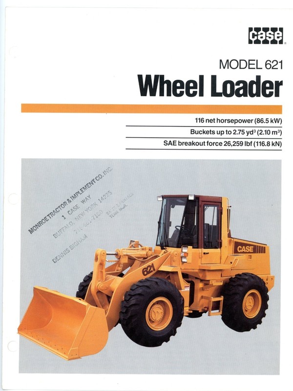Case model 621 Wheel Loader 1990’s sales brochure J I Case Company