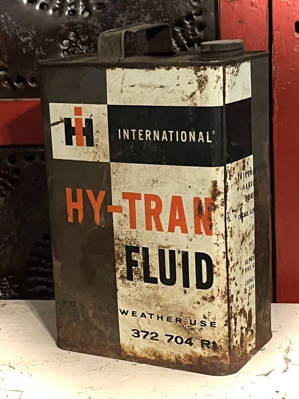 Vintage International Harvester HY-TRAN FLUID 372-704-R1 Empty Metal Can 1 Gal