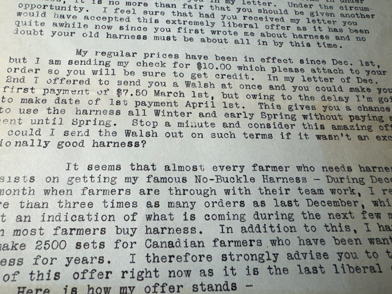 1924 Correspondence Letter Check Walsh Harness Co Milwaukee Wis Farming Farmers gallery