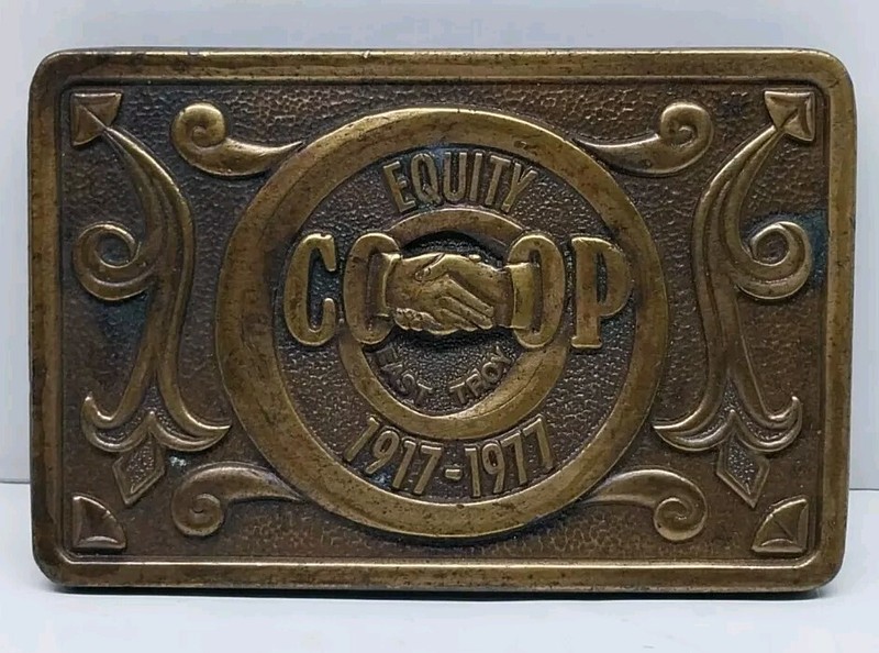 Vintage 1977 Equity Co-Op East Troy 1917-1977 Belt Buckle Commemorative
