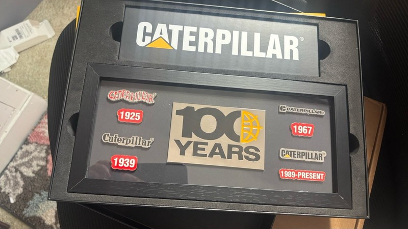 NEW 100 Years Caterpillar Pin Set Framed Box Tractor Cat Gift Retiree
