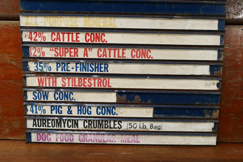 RARE Vintage 1950s Rath Feeds Menu Board Metal Advertising Farm Sign Waterloo IA gallery