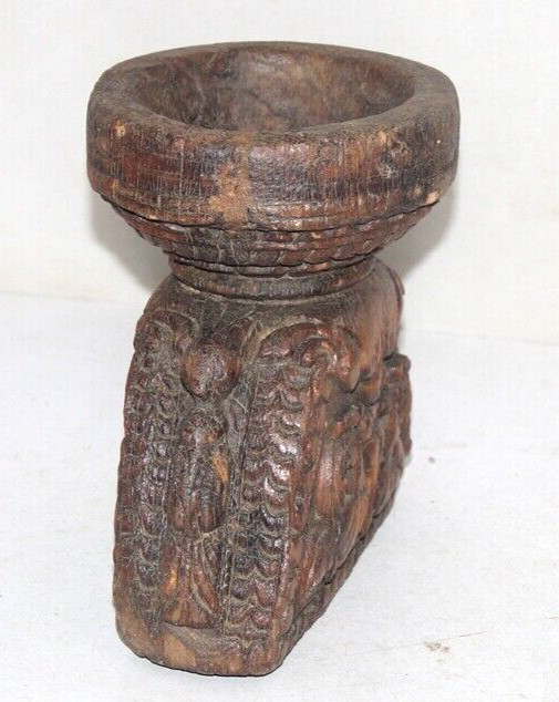 Antique Wooden Agricultulal Seed Spreader Bijni Original Old Hand Carved gallery