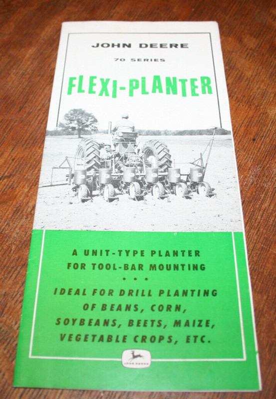 John Deere 70 Series Flexi-Planter Brochure 1957 Beans Corn Soybeans Beets Maize