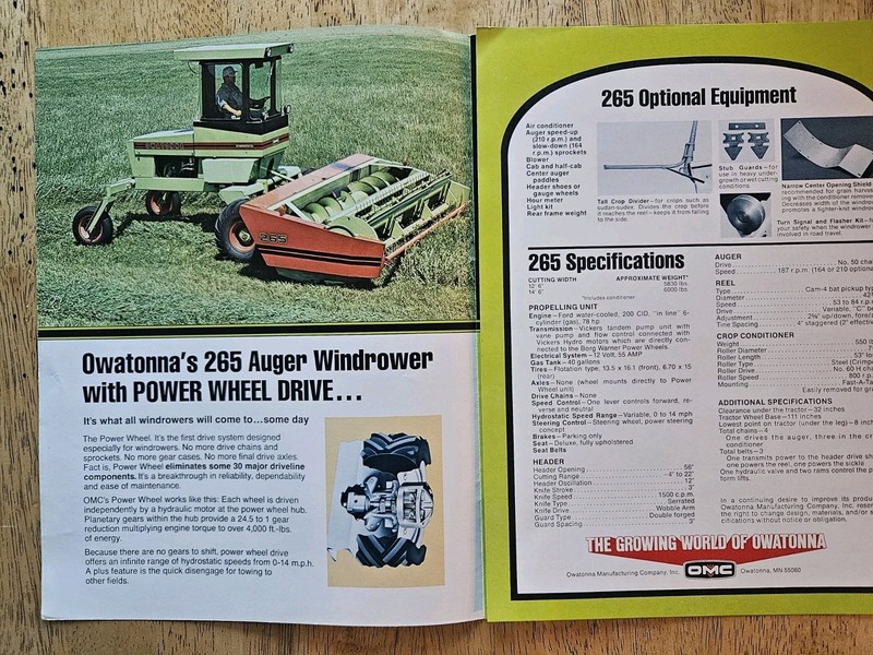 Owatonna 265 Hydrostatic Auger Windrower Literature. gallery