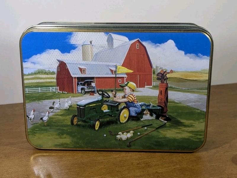 John Deere Logo Golf Collector Tin Set With Golf Balls, Tees, Divot Tool