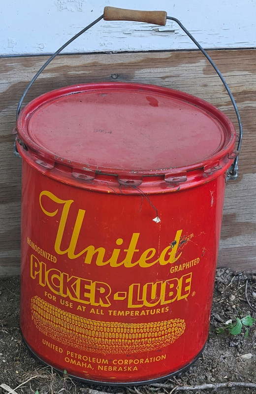 Vintage United Picker Lube Seed Corn Farm Omaha NE 40 Lb Advertising Pail