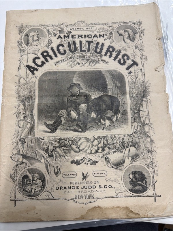 1869 American AGRICULTURIST August 186Original Paper, string binding FARMING USA