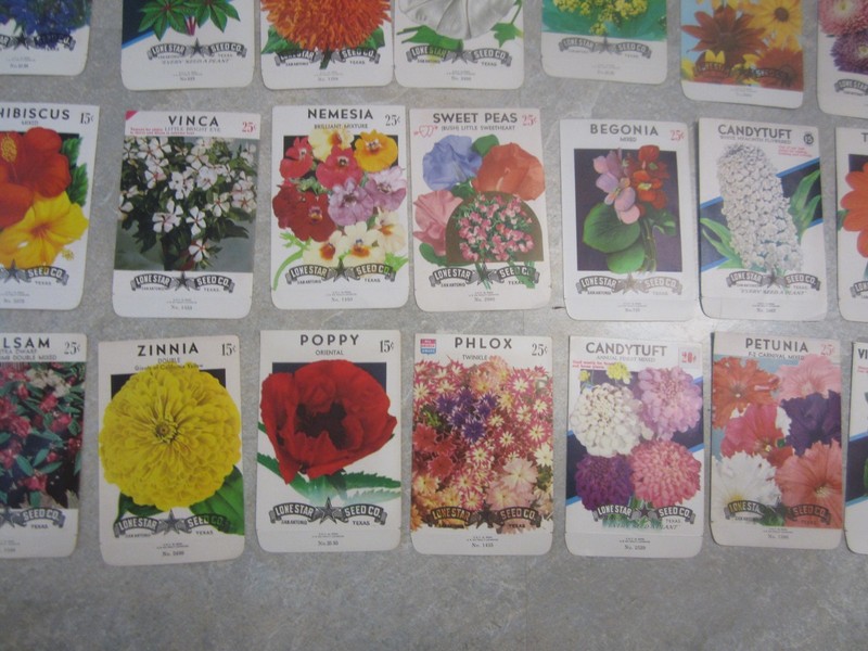 Lot of 40 Old Vintage 1960's - FLOWER SEED PACKETS - Lone Star - EMPTY gallery