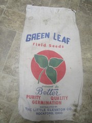 Vintage Green Leaf seed bag sack Ohio