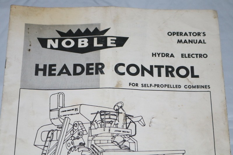 Noble Header Control Manual for John Deere 55 95 105 Combines 1964 - 1966 gallery