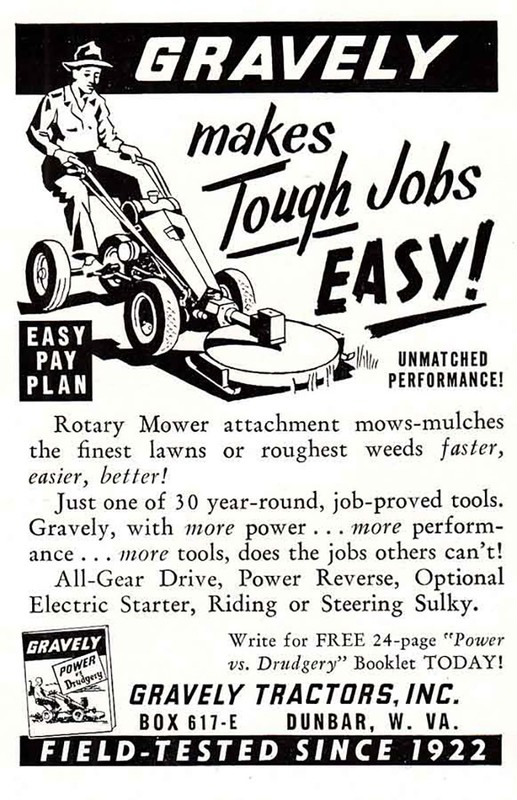 1959 Gravely: Tough Jobs Vintage Print Ad