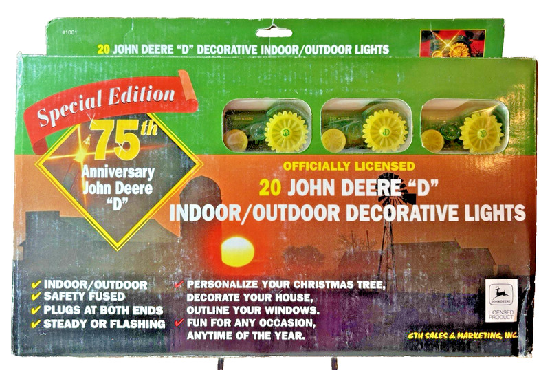 John Deere D Tractor Lights 75th Anniversary Indoor Outdoor String Lights