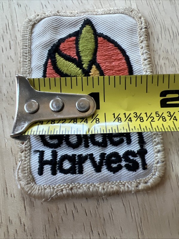 Vtg Embroidered Cloth GOLDEN HARVEST SEED Farmer Patch gallery