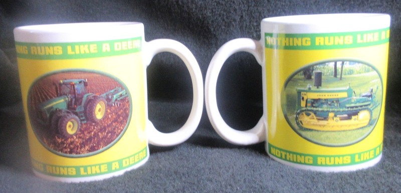 2 John Deere Coffee Cup 2004 Collector Series 31151 430 Crawler 8420 Ceramic Mug