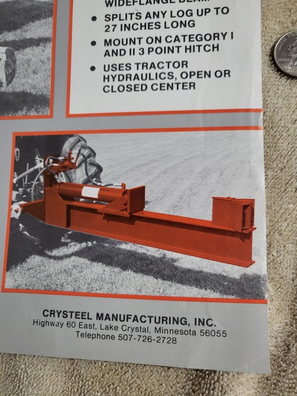 1970s Vintage CRYSTEEL Super Splitter Log Splitter BROCHURE 3-point Tractor gallery