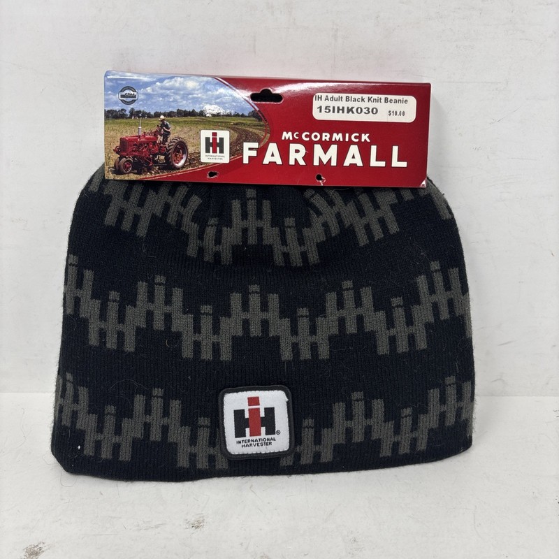 International Harvester Mccormick Farmall Black And Gray Beanie Hat