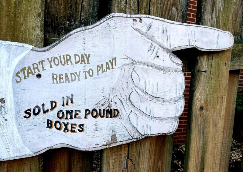 Folk Art Wooden Imperial Grain Co. Crushed Oats Advertising Directional Sign gallery