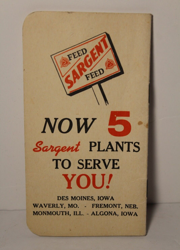 Post WW2 Era 1946 Sargent Feeds Ledger Book Des Moines Iowa Waverly Missouri gallery